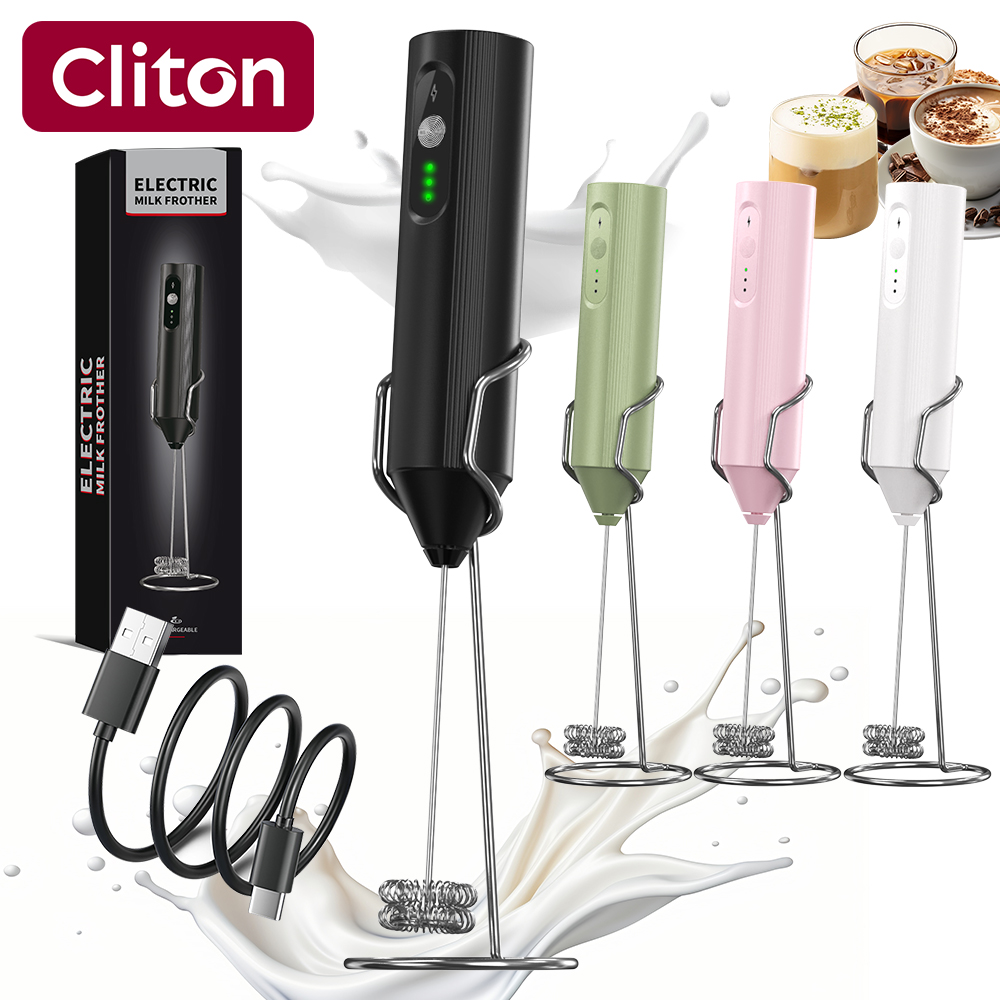 Electric Milk Frother Handheld - Multi-Function Wireless Rechargeable Handheld Electric Milk