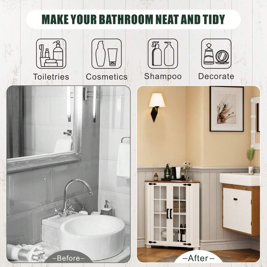 Farmhouse Cabinet With LED Lig - Laundry recension och pris