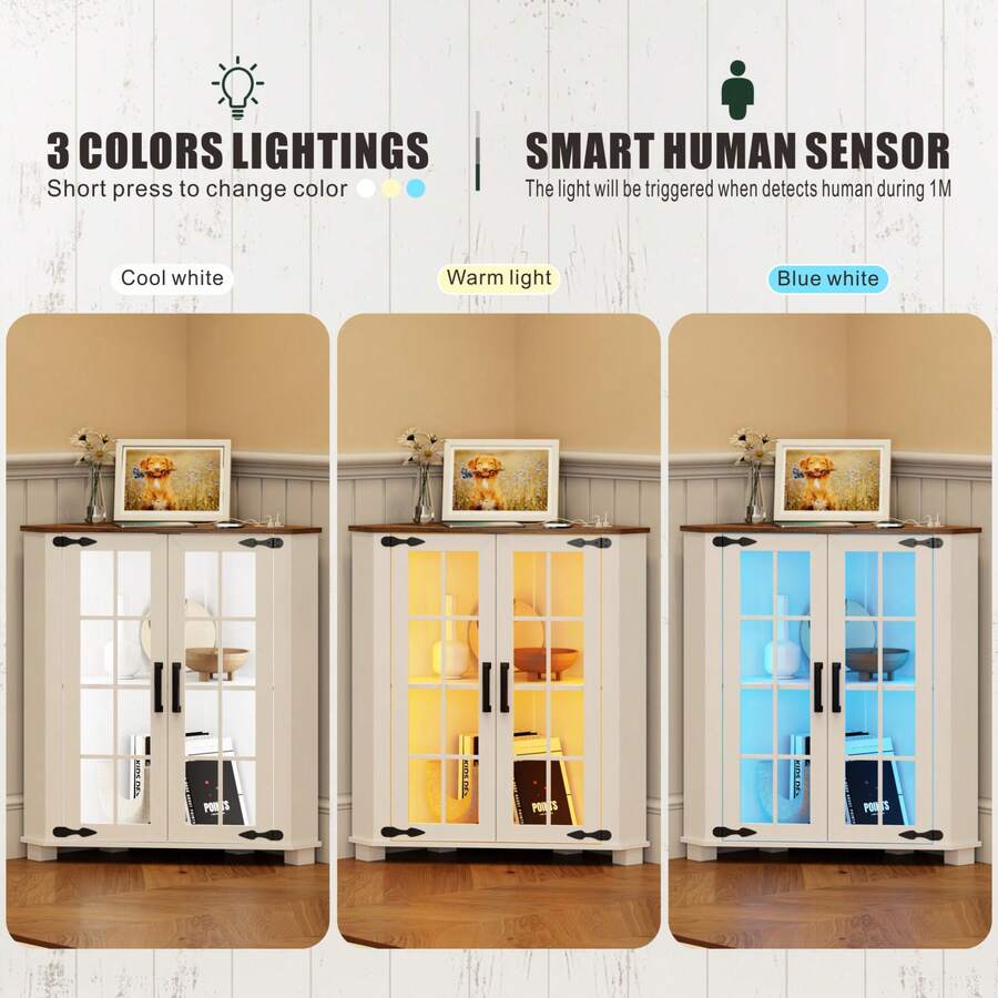 Farmhouse Cabinet With LED Lig - Laundry recension och pris